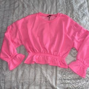 Zara women’s neon pink crop sweatshirt